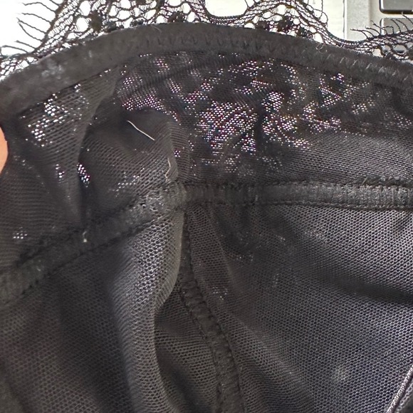 Urban Outfitters Black Lace Trim Corset Slip Dress Large Mini Lingerie Babydoll - Picture 7 of 9